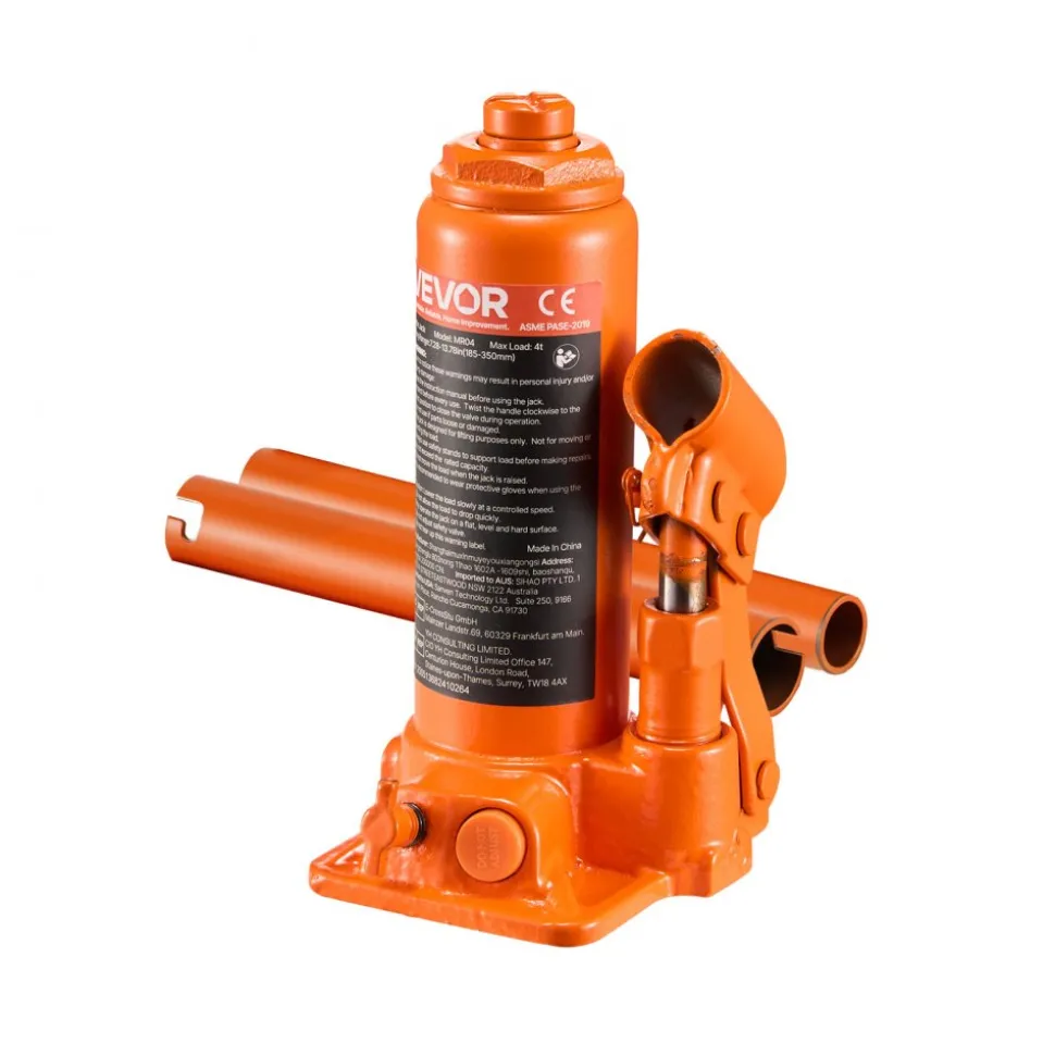 VEVOR Hydraulic Bottle Jack, 4 Ton (8818.4 lbs) Capacity, 7.3-13.8 Inch Lifting Range, Heavy Duty Welded Bottle Jack for Car, SUV, Pickup, Auto Repair, House Lift and Agricultural Equipment, Orange