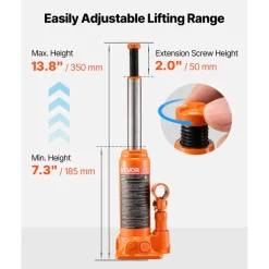 VEVOR Hydraulic Bottle Jack, 4 Ton (8818.4 lbs) Capacity, 7.3-13.8 Inch Lifting Range, Heavy Duty Welded Bottle Jack for Car, SUV, Pickup, Auto Repair, House Lift and Agricultural Equipment, Orange