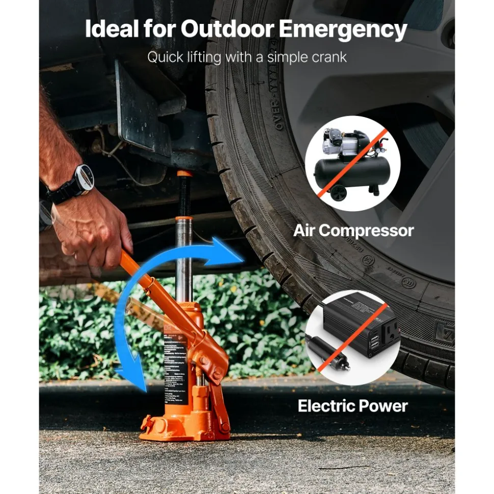 VEVOR Hydraulic Bottle Jack, 4 Ton (8818.4 lbs) Capacity, 7.3-13.8 Inch Lifting Range, Heavy Duty Welded Bottle Jack for Car, SUV, Pickup, Auto Repair, House Lift and Agricultural Equipment, Orange