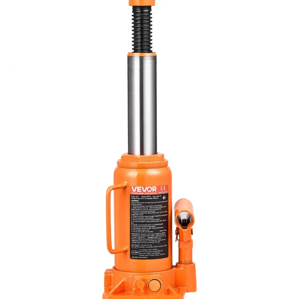 VEVOR Hydraulic Bottle Jack, 12 Ton (26455.5 lbs) Capacity, 8.1-15.7 Inch Lifting Range, Heavy Duty Welded Bottle Jack for Car, SUV, Pickup, Auto Repair, House Lift and Agricultural Equipment, Orange