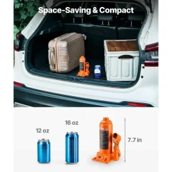 VEVOR Hydraulic Bottle Jack, 6 Ton (13227.6 lbs) Capacity, 7.7-14.8 Inch Lifting Range, Heavy Duty Welded Bottle Jack for Car, SUV, Pickup, Auto Repair, House Lift and Agricultural Equipment, Orange