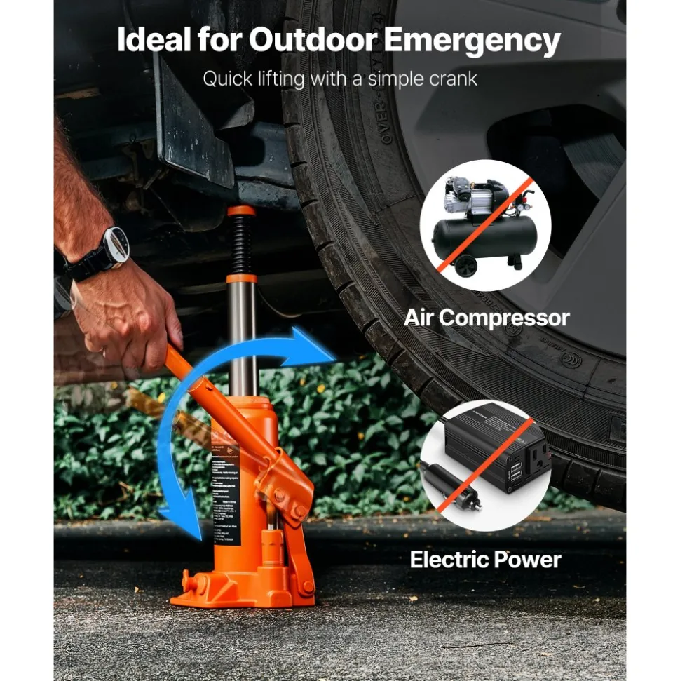 VEVOR Hydraulic Bottle Jack, 6 Ton (13227.6 lbs) Capacity, 7.7-14.8 Inch Lifting Range, Heavy Duty Welded Bottle Jack for Car, SUV, Pickup, Auto Repair, House Lift and Agricultural Equipment, Orange