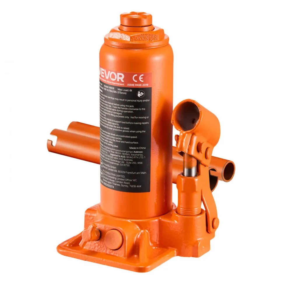 VEVOR Hydraulic Bottle Jack, 6 Ton (13227.6 lbs) Capacity, 7.7-14.8 Inch Lifting Range, Heavy Duty Welded Bottle Jack for Car, SUV, Pickup, Auto Repair, House Lift and Agricultural Equipment, Orange