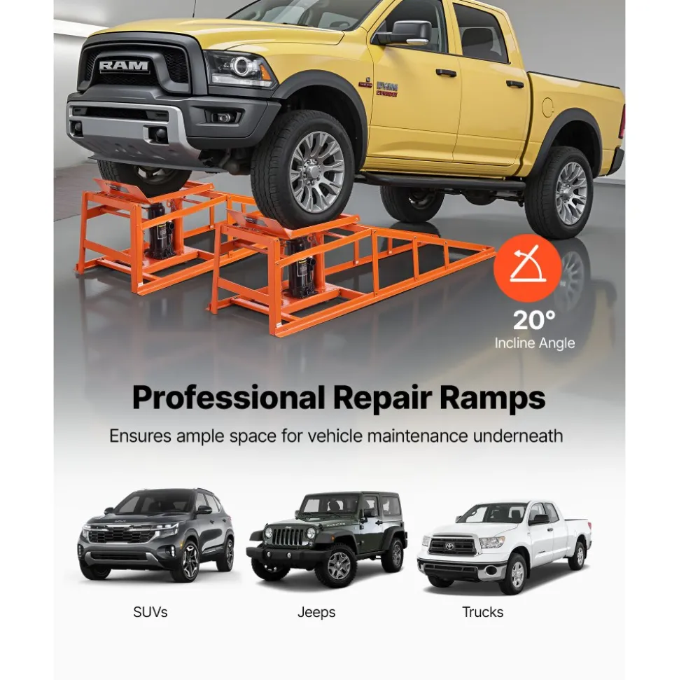 VEVOR Hydraulic Car Ramps, 2 PCS 11000 lbs 5T, 10-14.2 Inch Lift Height, Heavy Duty Hydraulic Vehicle Ramps, Portable Car Lifts for Home Garage Maintenance and Oil Changes, Truck Vehicle Auto Repair