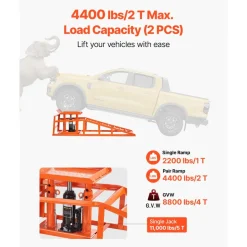 VEVOR Hydraulic Car Ramps, 2 PCS 11000 lbs 5T, 10-14.2 Inch Lift Height, Heavy Duty Hydraulic Vehicle Ramps, Portable Car Lifts for Home Garage Maintenance and Oil Changes, Truck Vehicle Auto Repair
