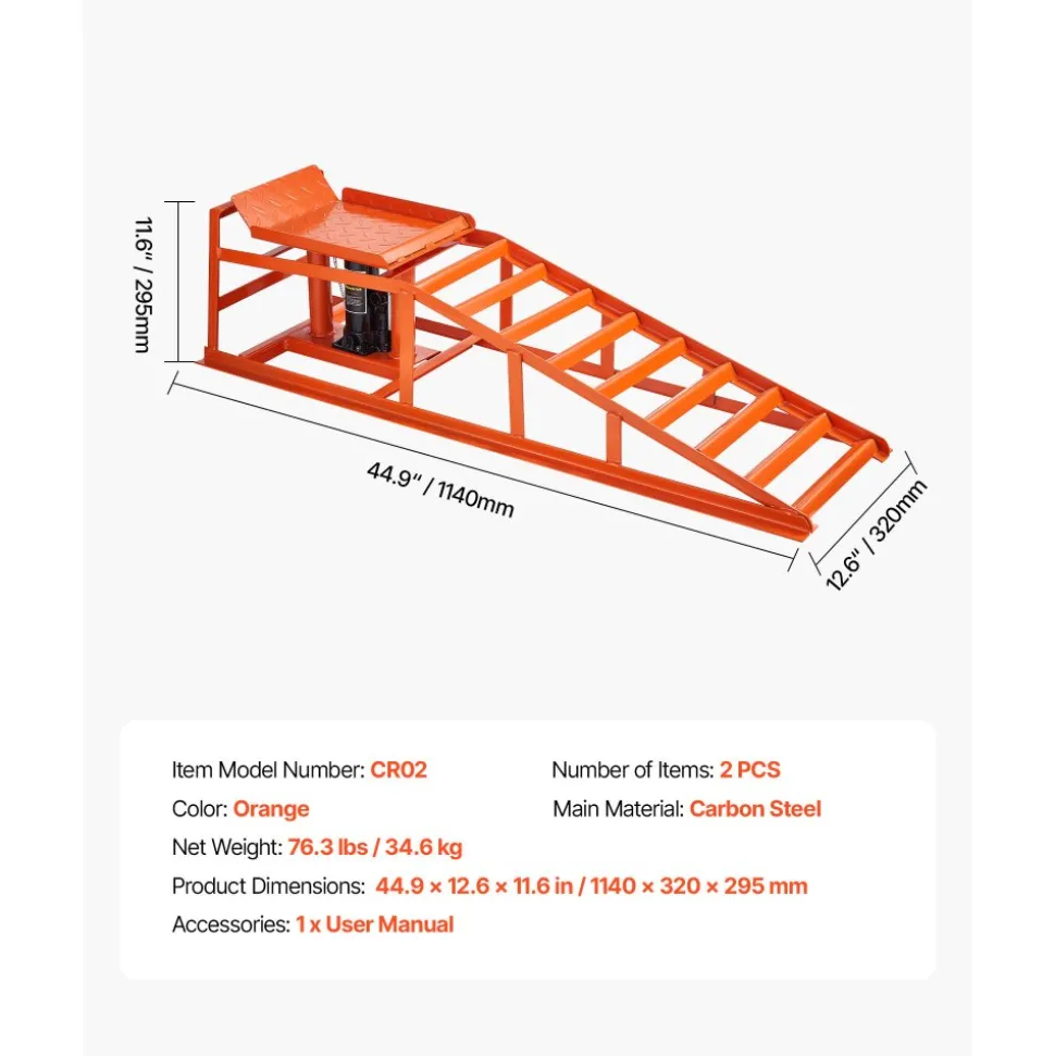 VEVOR Hydraulic Car Ramps, 2 PCS 11000 lbs 5T, 10-14.2 Inch Lift Height, Heavy Duty Hydraulic Vehicle Ramps, Portable Car Lifts for Home Garage Maintenance and Oil Changes, Truck Vehicle Auto Repair