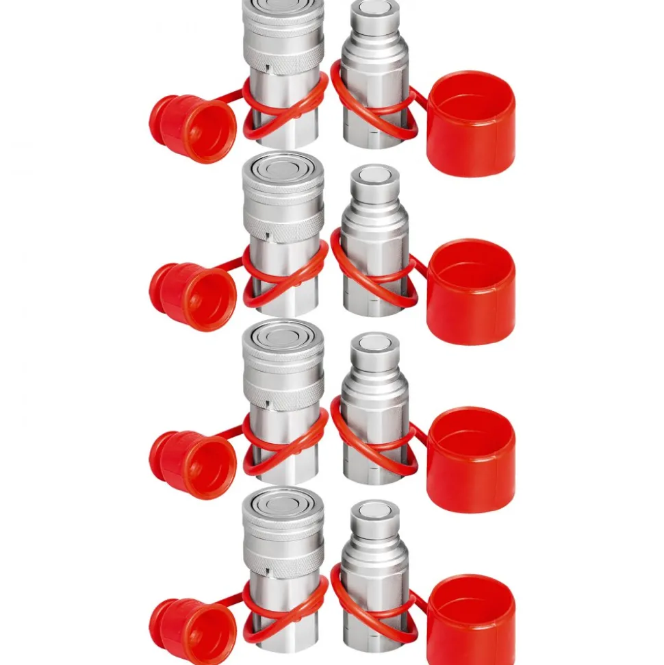 VEVOR Hydraulic Coupler 1/2 Body with 1/2" NPT Thread 27.6 MPa Hydraulic Quick Connect 4 Pairs Hydraulic Coupling Quick Connect 45.5 L/min Hydraulic Quick Coupler