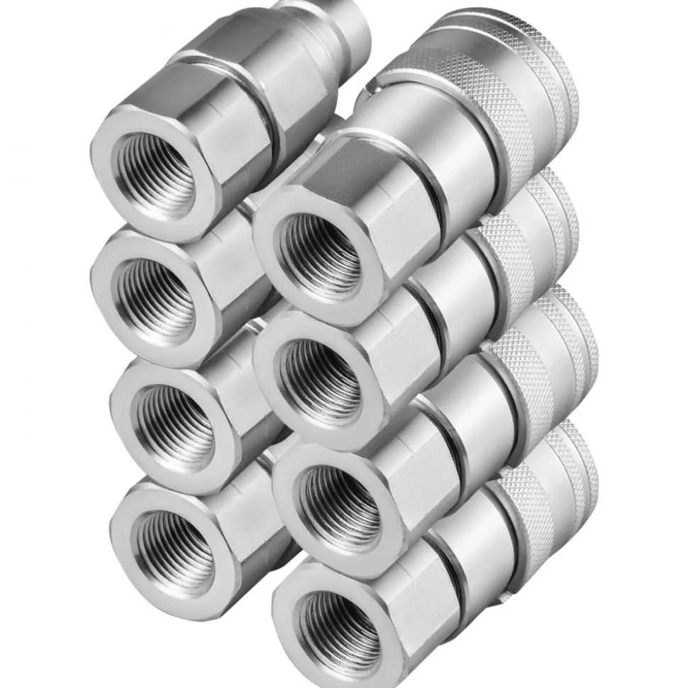 VEVOR Hydraulic Coupler 1/2 Body with 1/2" NPT Thread 27.6 MPa Hydraulic Quick Connect 4 Pairs Hydraulic Coupling Quick Connect 45.5 L/min Hydraulic Quick Coupler