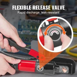 VEVOR Hydraulic Crimping Tool with 9 Sets of Dies AWG12-2/0 Copper And Aluminum Terminal Battery Lug Crimper, with a Cutting Pliers, Gloves, 5pcs Copper Ring Connectors, 8pcs Heat Shrink Sleeves