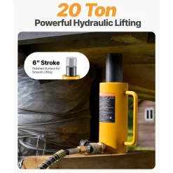VEVOR Hydraulic Cylinder Jack, 20 Ton Solid Ram Hydraulic Cylinder, 6 Inch Stroke Single Acting Hydraulic Cylinder, with Quick Connector Portable Hydraulic Solid Jack Hydraulic Lifting Cylinders