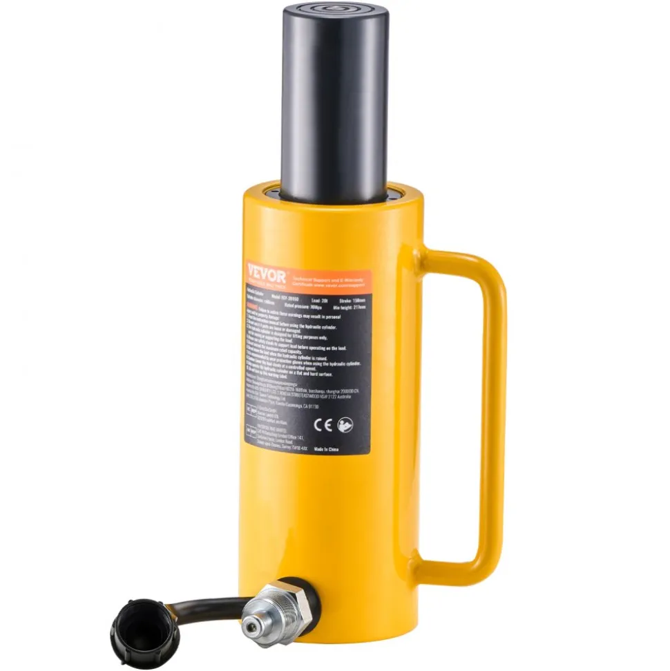 VEVOR Hydraulic Cylinder Jack, 20 Ton Solid Ram Hydraulic Cylinder, 6 Inch Stroke Single Acting Hydraulic Cylinder, with Quick Connector Portable Hydraulic Solid Jack Hydraulic Lifting Cylinders
