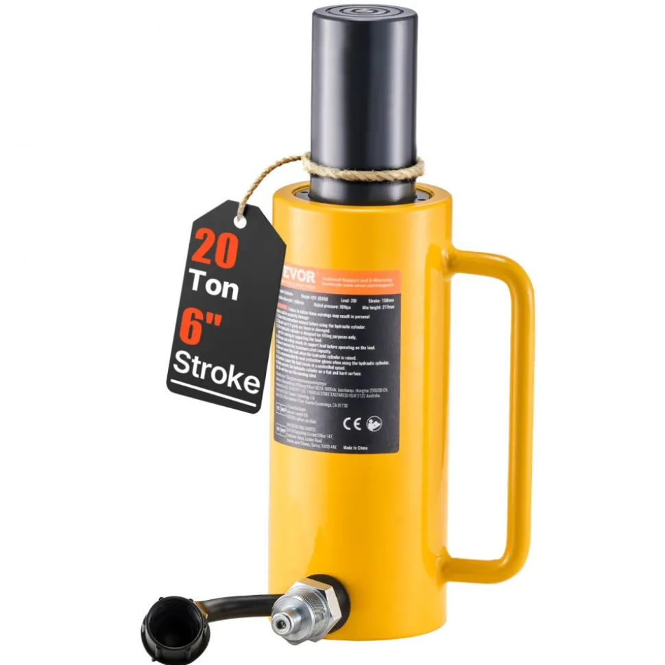 VEVOR Hydraulic Cylinder Jack, 20 Ton Solid Ram Hydraulic Cylinder, 6 Inch Stroke Single Acting Hydraulic Cylinder, with Quick Connector Portable Hydraulic Solid Jack Hydraulic Lifting Cylinders
