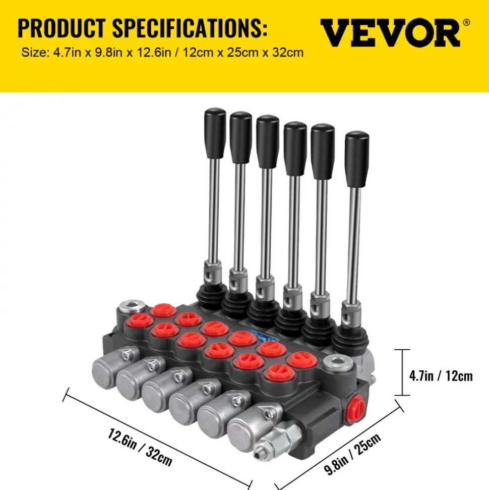 VEVOR Hydraulic Directional Control Valve, 1 Spool Hydraulic Spool Valve, 21 GPM Hydraulic Loader Valve, 3625 PSI Directional Control Valve, Hydraulic Valves And Controls For Tractors Loaders Tanks