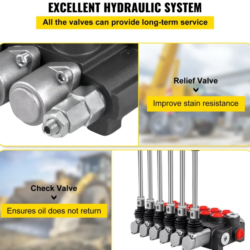VEVOR Hydraulic Directional Control Valve, 1 Spool Hydraulic Spool Valve, 21 GPM Hydraulic Loader Valve, 3625 PSI Directional Control Valve, Hydraulic Valves And Controls For Tractors Loaders Tanks