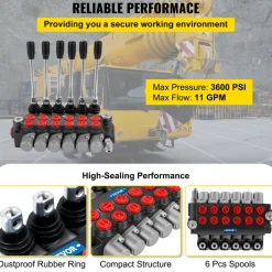 VEVOR Hydraulic Directional Control Valve, 1 Spool Hydraulic Spool Valve, 21 GPM Hydraulic Loader Valve, 3625 PSI Directional Control Valve, Hydraulic Valves And Controls For Tractors Loaders Tanks