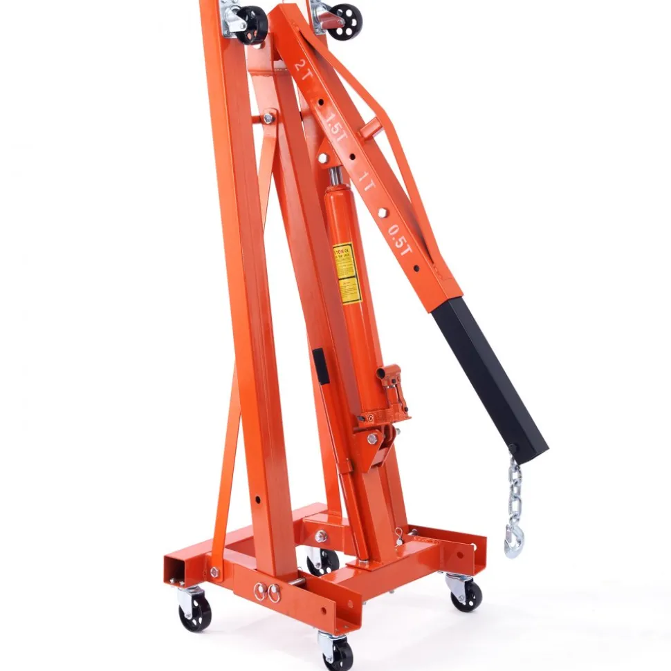 VEVOR Hydraulic Engine Hoist with Lever, 2 Ton/4400 LBS Heavy-duty Cherry Picker Shop Crane, Foldable Engine Crane and Engine Hoist leveler for Auto Repair, Motors, Weights Lifting, Loading