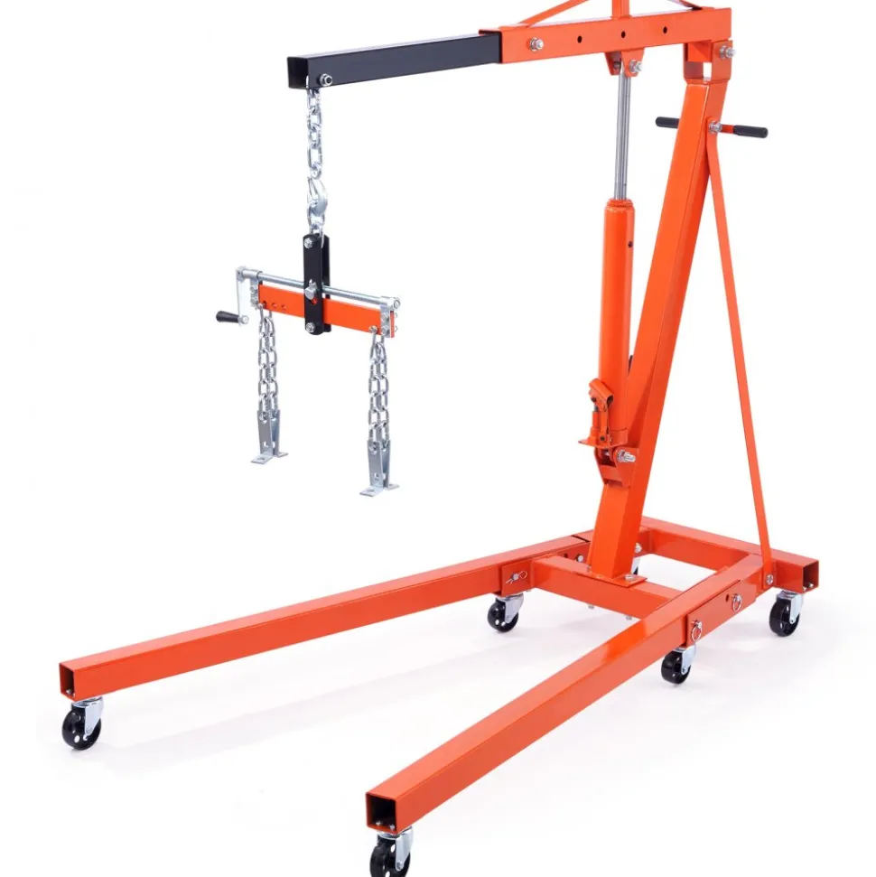 VEVOR Hydraulic Engine Hoist with Lever, 2 Ton/4400 LBS Heavy-duty Cherry Picker Shop Crane, Foldable Engine Crane and Engine Hoist leveler for Auto Repair, Motors, Weights Lifting, Loading