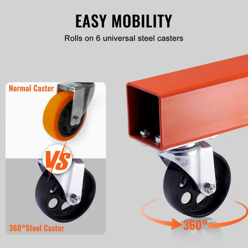 VEVOR Hydraulic Engine Hoist with Lever, 2 Ton/4400 LBS Heavy-duty Cherry Picker Shop Crane, Foldable Engine Crane and Engine Hoist leveler for Auto Repair, Motors, Weights Lifting, Loading