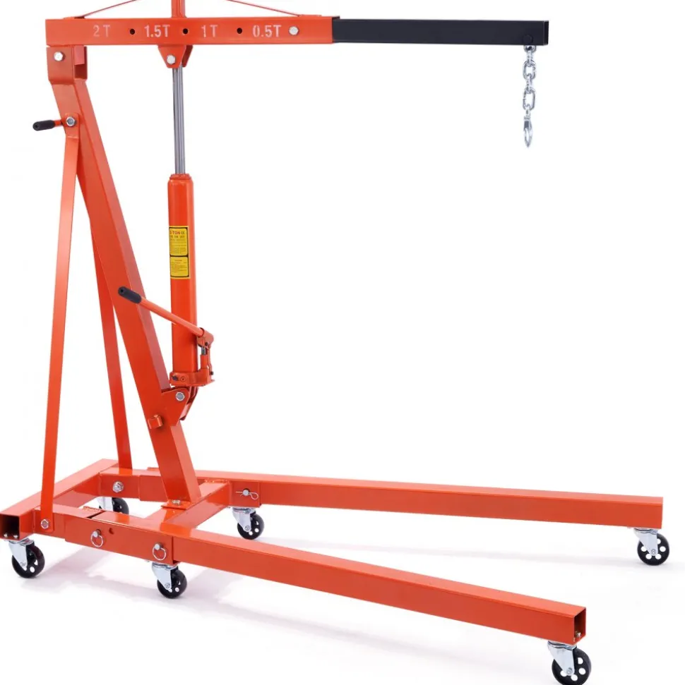 VEVOR Hydraulic Engine Hoist with Lever, 2 Ton/4400 LBS Heavy-duty Cherry Picker Shop Crane, Foldable Engine Crane and Engine Hoist leveler for Auto Repair, Motors, Weights Lifting, Loading