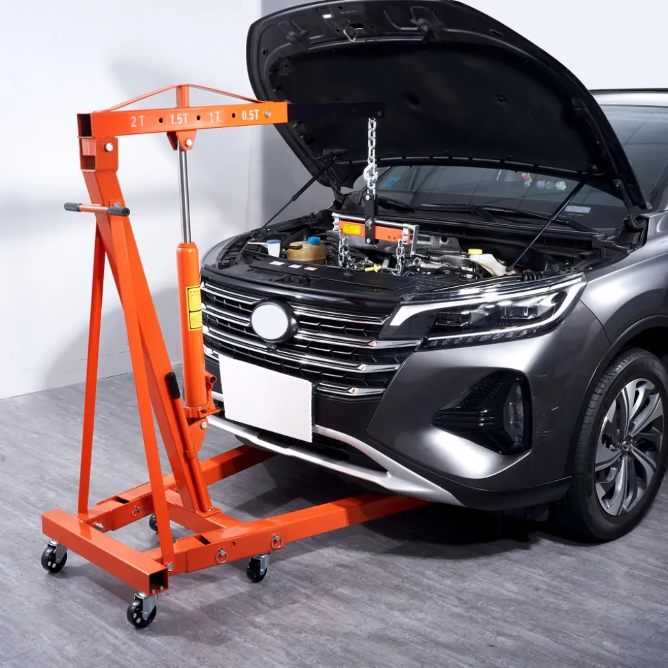 VEVOR Hydraulic Engine Hoist with Lever, 2 Ton/4400 LBS Heavy-duty Cherry Picker Shop Crane, Foldable Engine Crane and Engine Hoist leveler for Auto Repair, Motors, Weights Lifting, Loading