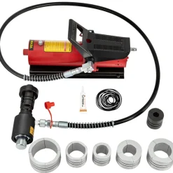 VEVOR Hydraulic Exhaust Pipe Expander, 1-5/8" to 4-1/4" Size, 10 T Pedal Pump Included with 4 Dies, 2 Storage Cases for Copper Aluminum Tubes in Car Repairing