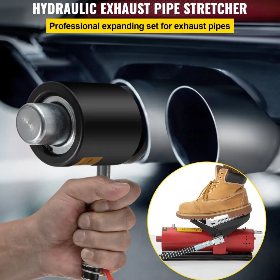 VEVOR Hydraulic Exhaust Pipe Expander, 1-5/8" to 4-1/4" Size, 10 T Pedal Pump Included with 4 Dies, 2 Storage Cases for Copper Aluminum Tubes in Car Repairing