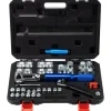 VEVOR Hydraulic Flaring Tool Kit, 45° Double Flaring Tool, Brake Repair Brake Flaring Tools for 3/16"-1/2", Brake Flare Tool with Tube Cutter and Deburrer, 32 PCS Tube Flaring Tools for Copper Lines