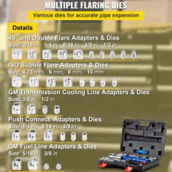 VEVOR Hydraulic Flaring Tool Kit, 45° Double Flaring Tool, Brake Repair Brake Flaring Tools for 3/16"-1/2", Brake Flare Tool with Tube Cutter and Deburrer, 32 PCS Tube Flaring Tools for Copper Lines