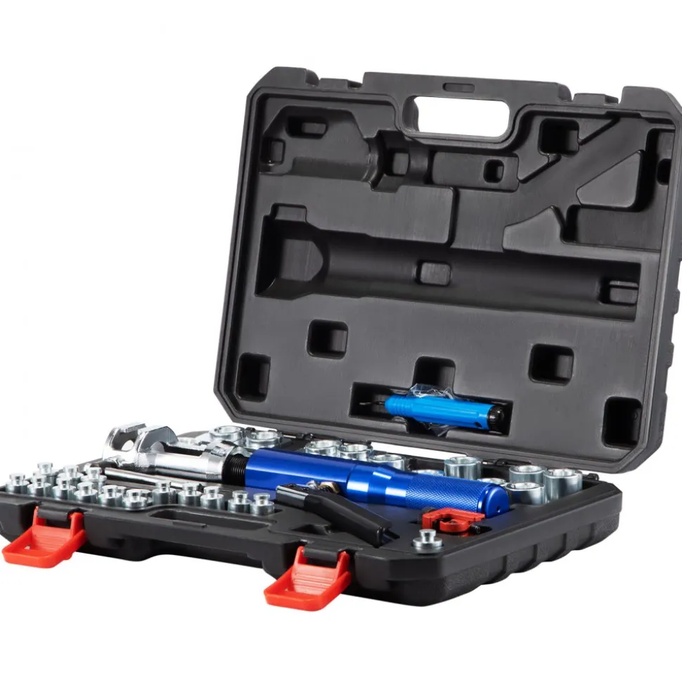 VEVOR Hydraulic Flaring Tool Kit, 45° Double Flaring Tool, Brake Repair Brake Flaring Tools for 3/16"-1/2", Brake Flare Tool with Tube Cutter and Deburrer, 32 PCS Tube Flaring Tools for Copper Lines