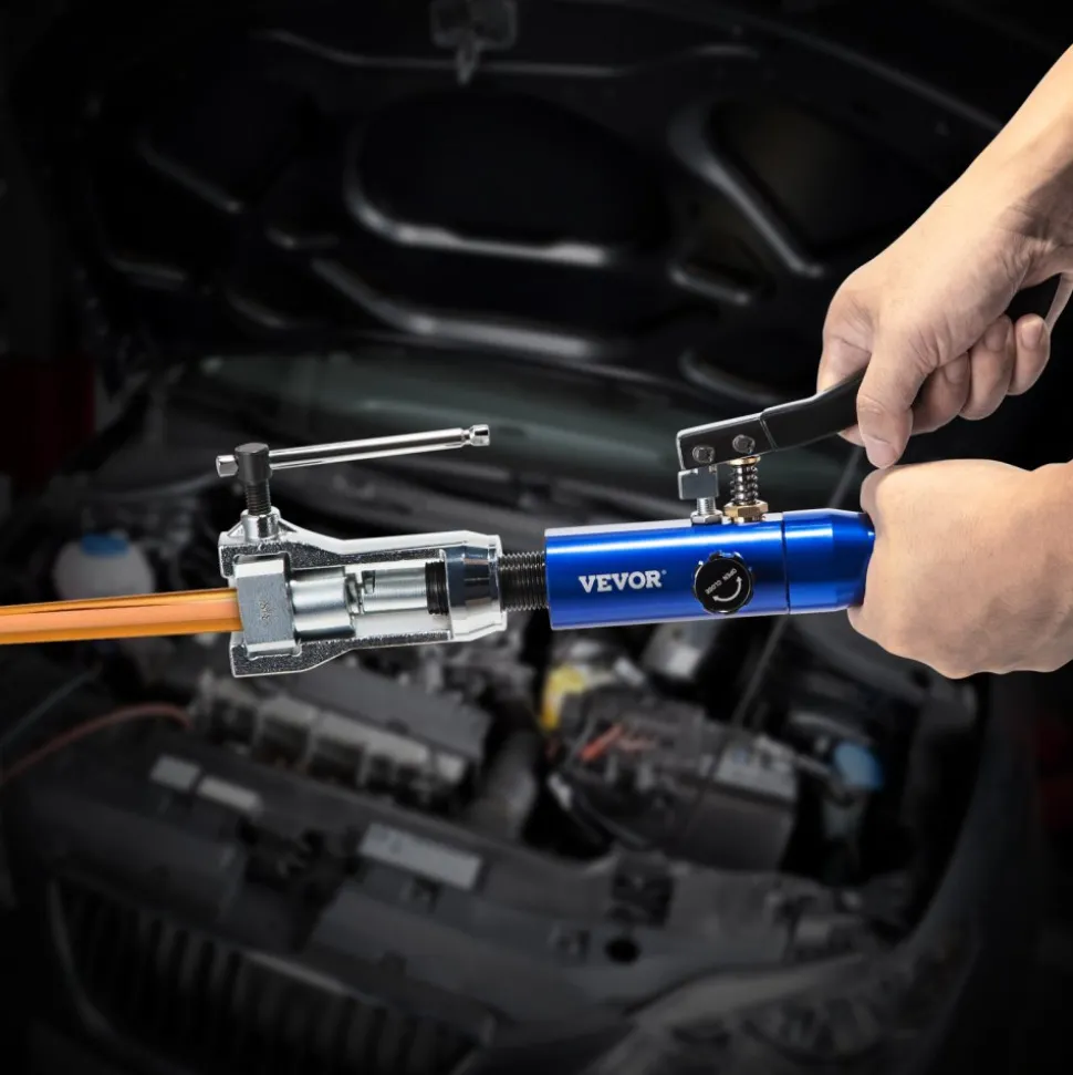 VEVOR Hydraulic Flaring Tool Kit, 45° Double Flaring Tool, Brake Repair Brake Flaring Tools for 3/16"-1/2", Brake Flare Tool with Tube Cutter and Deburrer, 32 PCS Tube Flaring Tools for Copper Lines