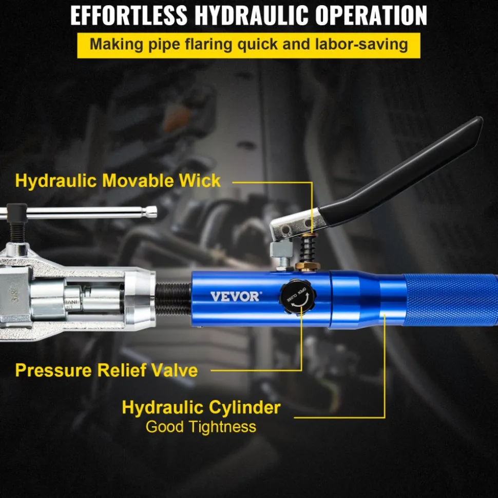VEVOR Hydraulic Flaring Tool Kit, 45° Double Flaring Tool, Brake Repair Brake Flaring Tools for 3/16"-1/2", Brake Flare Tool with Tube Cutter and Deburrer, 32 PCS Tube Flaring Tools for Copper Lines