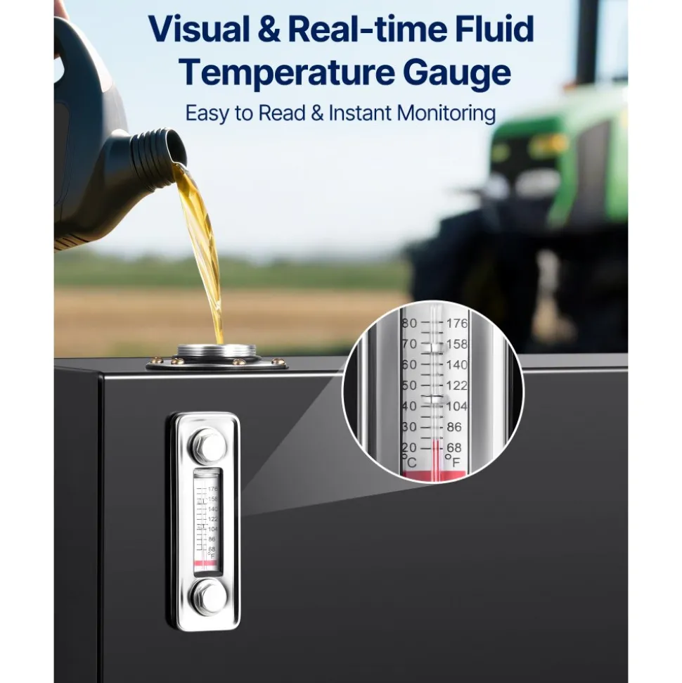 VEVOR Hydraulic Fluid Tank 10 Gal Fuel Tank Heavy Duty Hydraulic Steel Tank Reservoir, Gasoline Transfer Tanks, Hydraulic Reservoir with Strainer Tank Gauge Filter Breather Cap for Tractors & Trucks