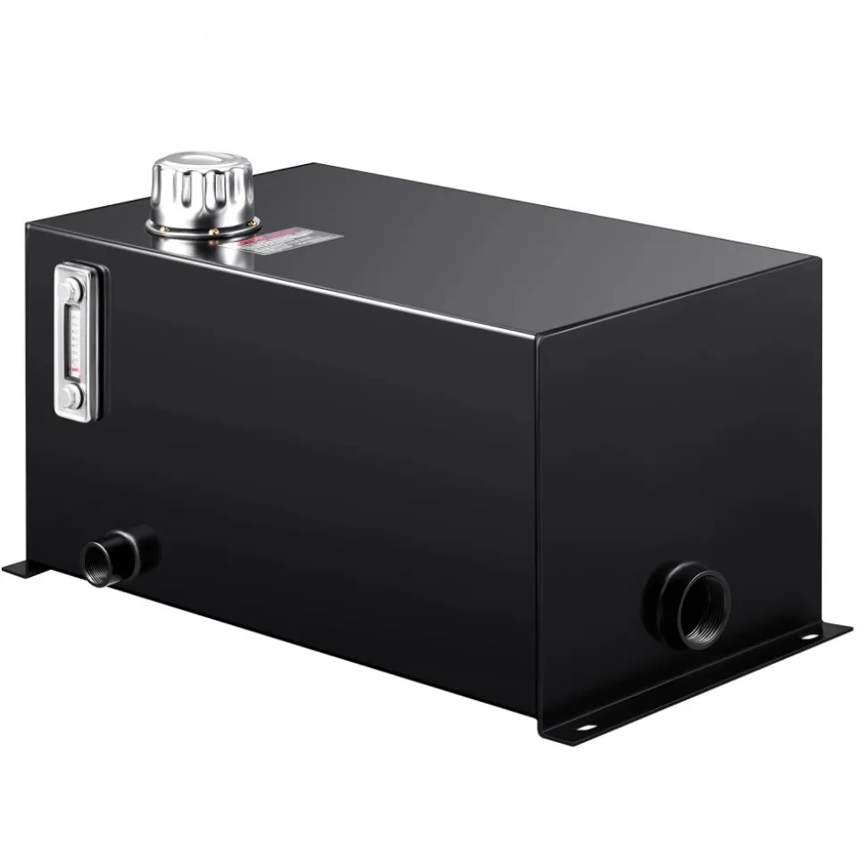 VEVOR Hydraulic Fluid Tank 10 Gal Fuel Tank Heavy Duty Hydraulic Steel Tank Reservoir, Gasoline Transfer Tanks, Hydraulic Reservoir with Strainer Tank Gauge Filter Breather Cap for Tractors & Trucks