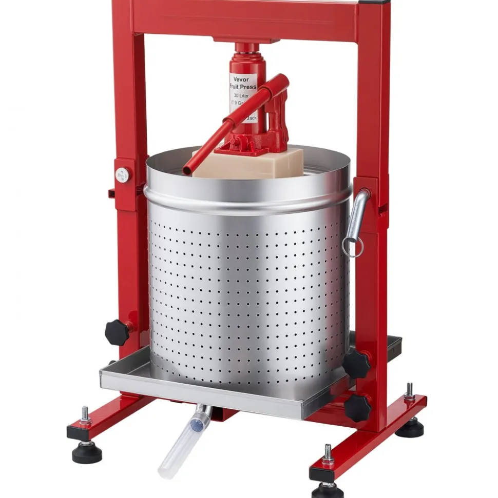VEVOR Hydraulic Fruit Wine Press, 7.93Gal/30L, Stainless Steel Heavy Duty Manual Juice Maker, Cider Apple Grape Vegetable Crusher, Cheese/Tincture/Herbal Press, with 2 Filter Bags, for Kitchen Home