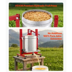 VEVOR Hydraulic Fruit Wine Press, 7.93Gal/30L, Stainless Steel Heavy Duty Manual Juice Maker, Cider Apple Grape Vegetable Crusher, Cheese/Tincture/Herbal Press, with 2 Filter Bags, for Kitchen Home