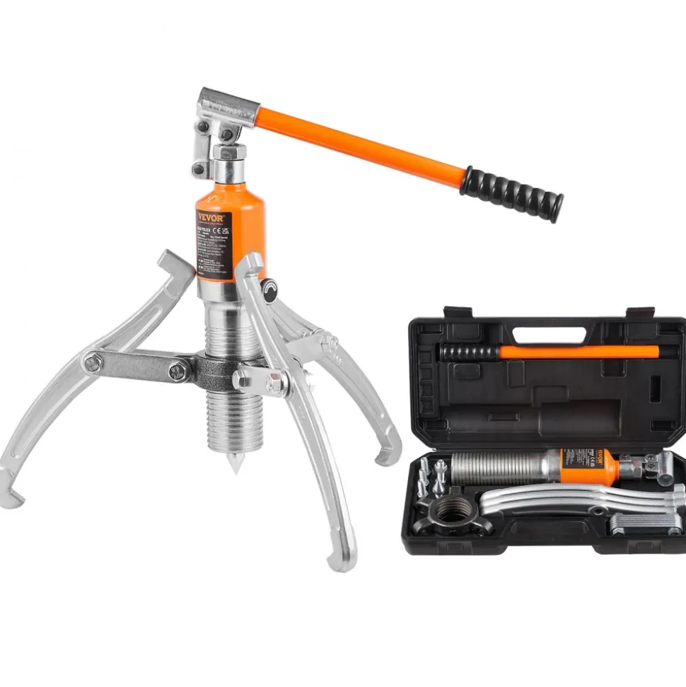 VEVOR Hydraulic Gear Puller, 15 Ton Max Capacity Wheel Bearing Pulling Separator, 2 or 3 Jaws Puller, Vertically and Horizontally, 12" Jaw Hydraulic Puller with Case for Pulling Hubs