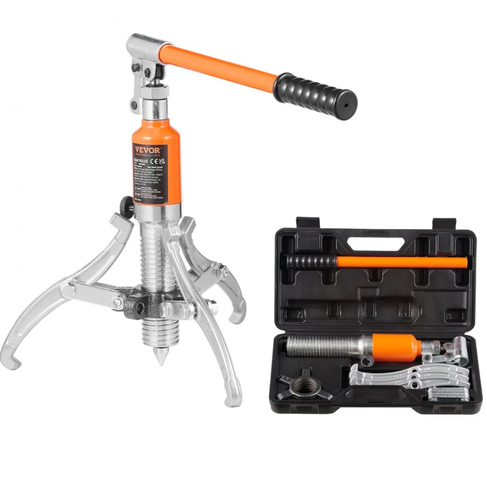 VEVOR Hydraulic Gear Puller, 5 Ton Max Capacity Wheel Bearing Pulling Separator, 2 or 3 Jaws Puller, Vertically and Horizontally, 8" Jaw Hydraulic Puller with Case for Pulling Hubs