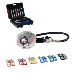 VEVOR Hydraulic Hose Crimper, Hydra-Krimp AC Hose Crimper Kit with 7 Dies Snap-On & Carrying Case, Hydraulic A/C Hoses Crimping Tool for Automotive & Air Conditioning Repair (Split with Manual Pump)