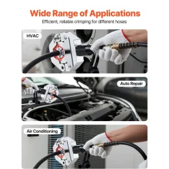 VEVOR Hydraulic Hose Crimper, Hydra-Krimp AC Hose Crimper Kit with 7 Dies Snap-On & Carrying Case, Hydraulic A/C Hoses Crimping Tool for Automotive & Air Conditioning Repair (Split with Manual Pump)
