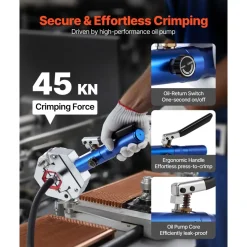 VEVOR Hydraulic Hose Crimper, Hydra-Krimp AC Hose Crimper Kit with 7 Dies Snap-On, Integral Manual Hydraulic A/C Hoses Crimping Tool for Automotive & Air Conditioning Repair - with Carrying Case