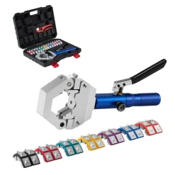 VEVOR Hydraulic Hose Crimper, Hydra-Krimp AC Hose Crimper Kit with 7 Dies Snap-On, Integral Manual Hydraulic A/C Hoses Crimping Tool for Automotive & Air Conditioning Repair - with Carrying Case
