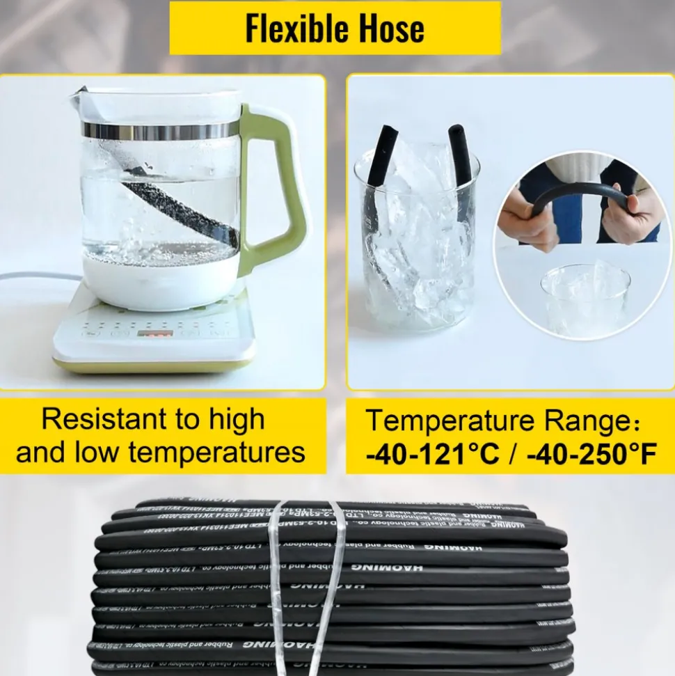 VEVOR Hydraulic Hose 328 Feet Rubber Hydraulic Hoses with 2 High-Tensile Steel Wire Braid, Inner Diameter 3/8 Inch, 5000 PSI Max, Bulk Hydraulic Hose -40 °F to 250 °F, Hydraulic Oil Flexible Hose