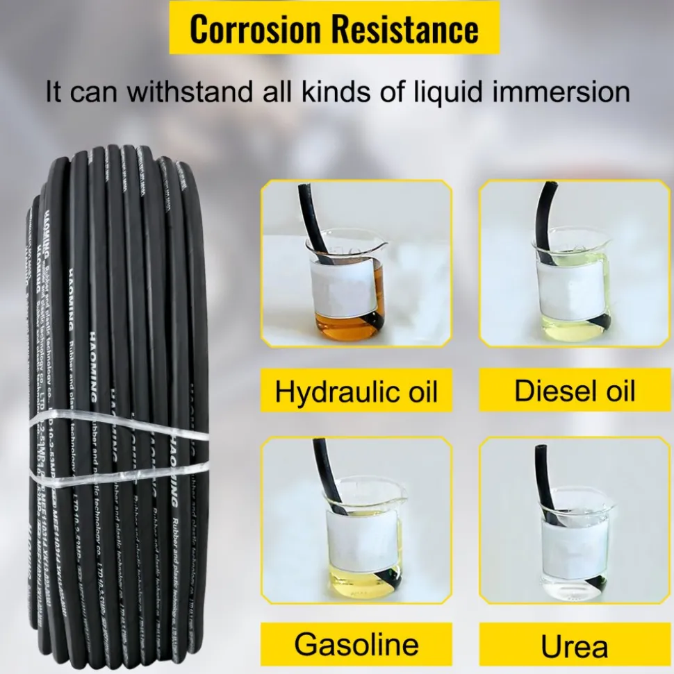 VEVOR Hydraulic Hose 328 Feet Rubber Hydraulic Hoses with 2 High-Tensile Steel Wire Braid, Inner Diameter 3/8 Inch, 5000 PSI Max, Bulk Hydraulic Hose -40 °F to 250 °F, Hydraulic Oil Flexible Hose