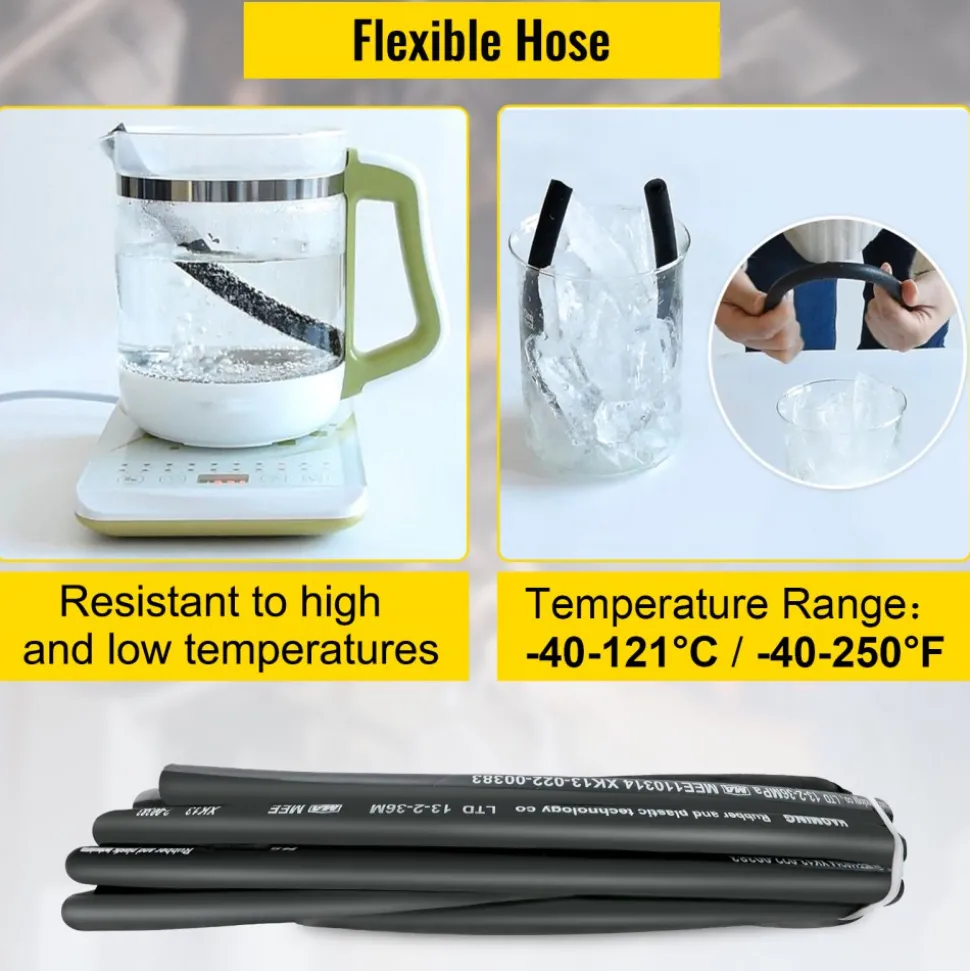 VEVOR Hydraulic Hose 50 Feet Rubber Hydraulic Hoses with 2 High-Tensile Steel Wire Braid, Inner Diameter 1/2 Inch, 5000 PSI Max, Bulk Hydraulic Hose -40 °F to 250 °F, Hydraulic Oil Flexible Hose