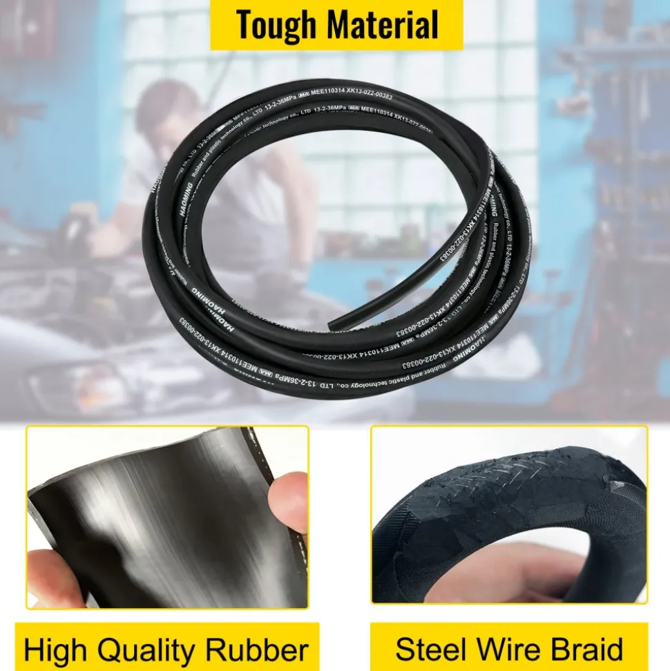 VEVOR Hydraulic Hose 50 Feet Rubber Hydraulic Hoses with 2 High-Tensile Steel Wire Braid, Inner Diameter 1/2 Inch, 5000 PSI Max, Bulk Hydraulic Hose -40 °F to 250 °F, Hydraulic Oil Flexible Hose