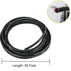 VEVOR Hydraulic Hose 50 Feet Rubber Hydraulic Hoses with 2 High-Tensile Steel Wire Braid, Inner Diameter 1/2 Inch, 5000 PSI Max, Bulk Hydraulic Hose -40 °F to 250 °F, Hydraulic Oil Flexible Hose