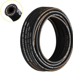 VEVOR Hydraulic Hose 3/8 inch x 100 ft, Coiled Hydraulic Hose 4800 PSI, Rubber Hydraulic Hose with 2 High-Tensile Steel Wire Braid, Bulk Hydraulic Hose -20°C to 140°C, Hydraulic Oil Flexible Hose