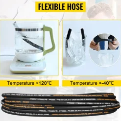 VEVOR Hydraulic Hose 3/4 inch x 50 ft, Coiled Hydraulic Hose 3120 PSI, Rubber Hydraulic Hose with 2 High-Tensile Steel Wire Braid, Bulk Hydraulic Hose -20℃ to 140℃, Hydraulic Oil Flexible Hose