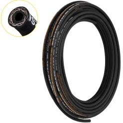 VEVOR Hydraulic Hose 3/4 inch x 50 ft, Coiled Hydraulic Hose 3120 PSI, Rubber Hydraulic Hose with 2 High-Tensile Steel Wire Braid, Bulk Hydraulic Hose -20℃ to 140℃, Hydraulic Oil Flexible Hose