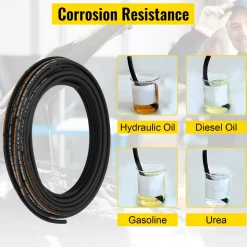 VEVOR Hydraulic Hose 3/4 inch x 50 ft, Coiled Hydraulic Hose 3120 PSI, Rubber Hydraulic Hose with 2 High-Tensile Steel Wire Braid, Bulk Hydraulic Hose -20℃ to 140℃, Hydraulic Oil Flexible Hose